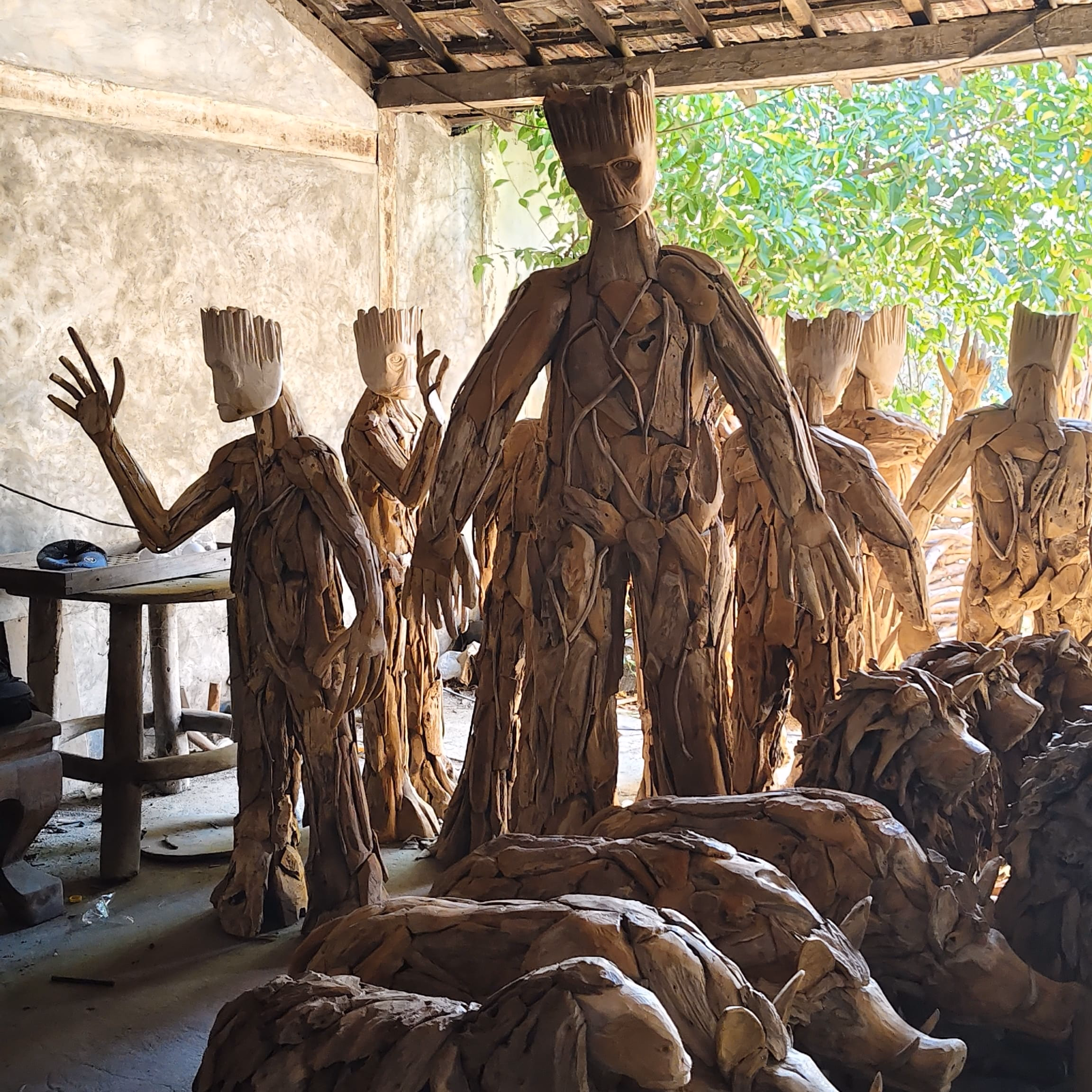 Sustainable home decor with teak root sculpture