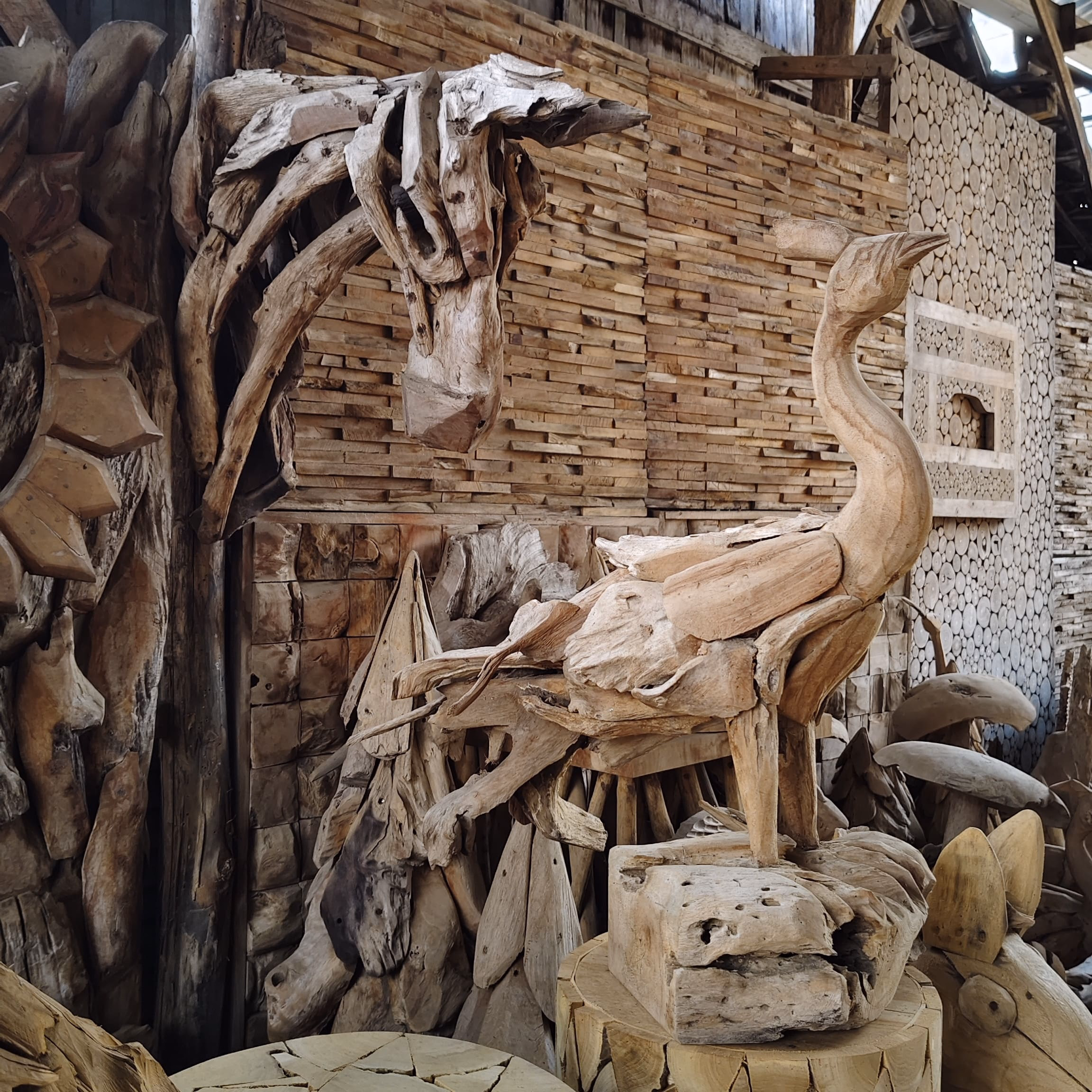 Reclaimed teak root material for sustainable decor
